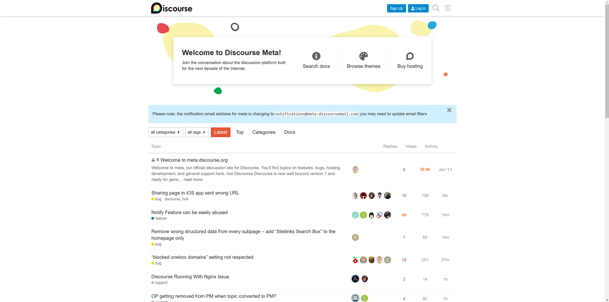 A screenshot of the default visual theme for Discourse, an open-source platform for online communities.