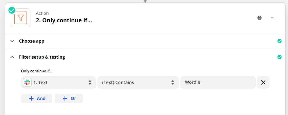 screenshot of a filter zap with text matching "Wordle"