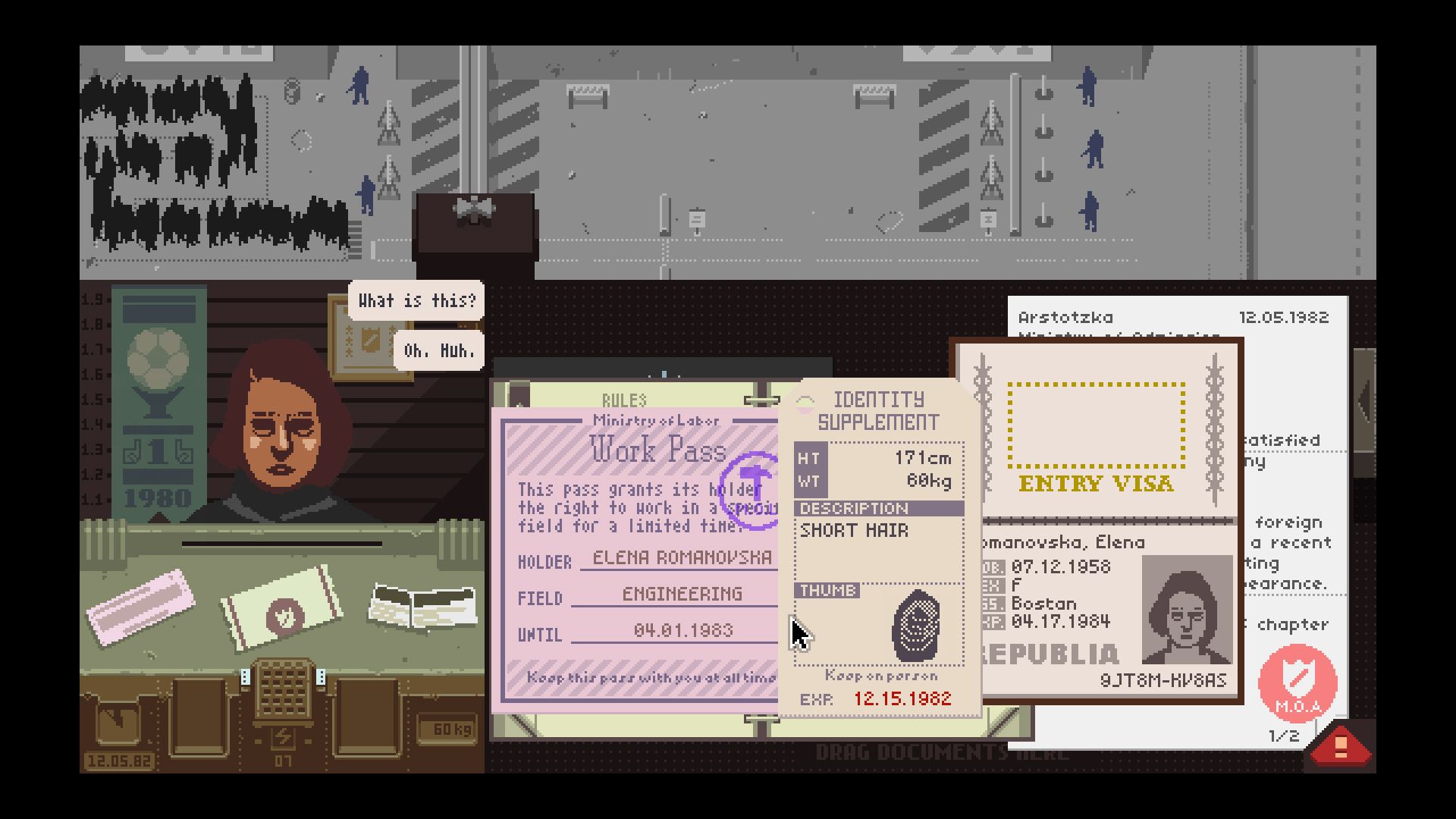 A screenshot of Papers, Please
