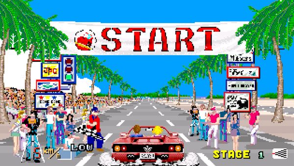 Screenshot of racing game depicting car moments after the greenlight starts the race